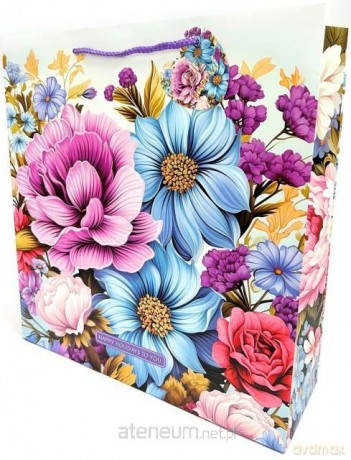 Torebka ozdobna matowa 35x37x12 cm Kwiaty
