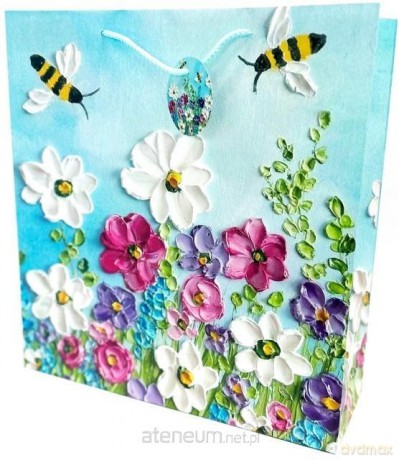 Torebka ozdobna matowa 35x37x12 cm Pszczoły