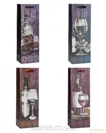 Torebka ozdobna na butelkę 12x36x9 cm mix