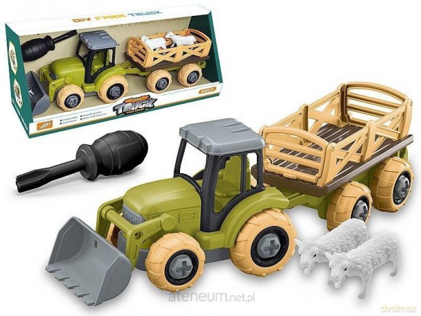 Traktor do skręcania z przyczepą 30x9x11,5 cm