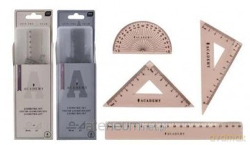 Zestaw geometryczny Academy z linijką 20 cm mix