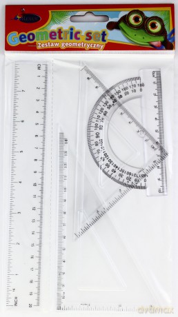 Zestaw Geometryczny Mały (Skład: Linijka, 2 Ekierki, Kątomierz) (Rexus) [SZKOŁA]