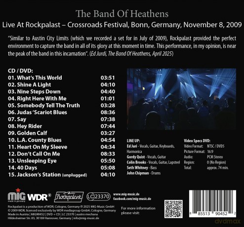 The Band Of Heathens: Live At Rockpalast 2009 (digipack) [CD]+[DVD]