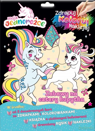 Zabawy na cztery kopytka. Moje Jednorożce. Zdrapuj, koloruj, naklejaj [KSIĄŻKA]
