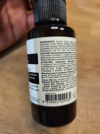 Aesop No-rinse hand sanitizer spray (Resurrection Rinse) - Volume: 50 ml