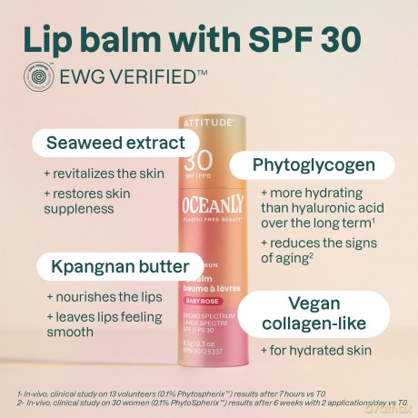 Attitude Tinted Lip Balm SPF 30 (Lip Balm) 8.5 g - Shade: Baby Rose