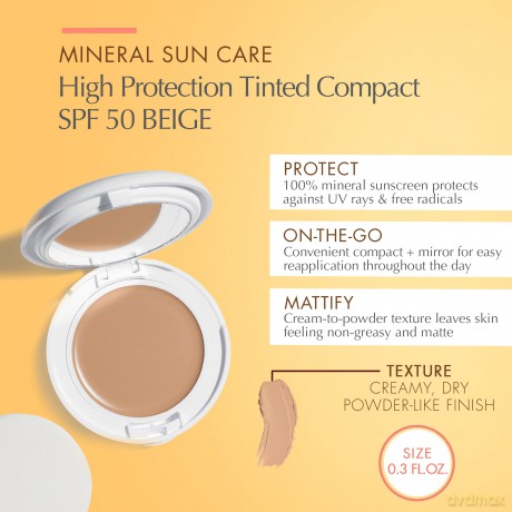 Avene Compact make-up with protection factor SPF 50 (Tinted Compact) 10 g - Shade: Light