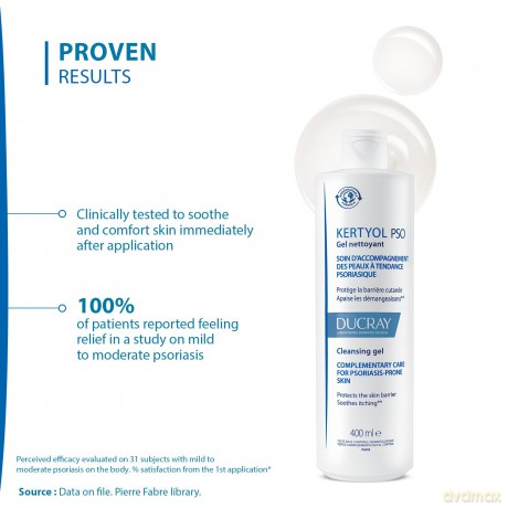 Ducray Kertyol PSO (Cleansing Gel) face and body wash for psoriasis-prone skin - Volume: 400 ml