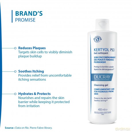Ducray Kertyol PSO (Cleansing Gel) face and body wash for psoriasis-prone skin - Volume: 400 ml