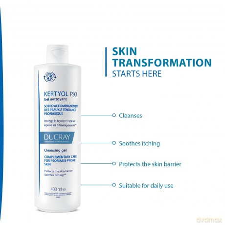 Ducray Kertyol PSO (Cleansing Gel) face and body wash for psoriasis-prone skin - Volume: 400 ml