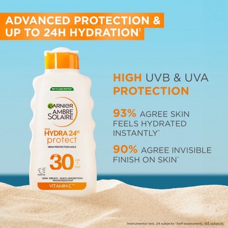 Garnier Sunscreen milk SPF 30 Ambre Solaire Hydra 24h Protect (High Protection Milk) 175 ml