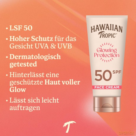 Hawaiian Tropic Sunscreen for face SPF 50 Glowing Protection (Face Cream) 50 ml