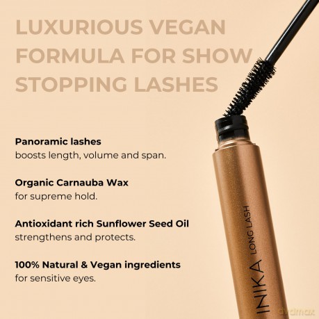 INIKA Organic Lengthening mascara (Long Lash) 8 ml - Shade: Black