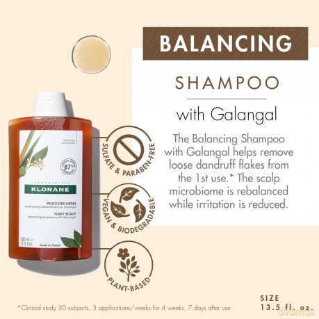 Klorane Galanga Anti-Dandruff Rebalancing Shampoo - Volume: 400 ml