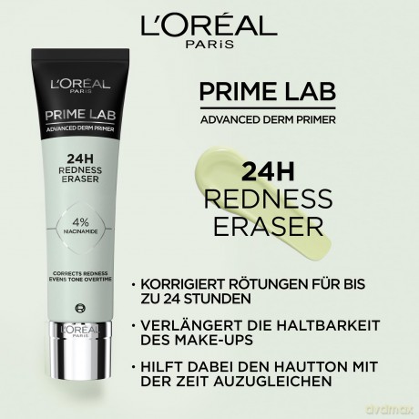 L'Oréal Paris Foundation base for makeup Prime Lab Redness Eraser (Advanced Derm Primer) 30 ml