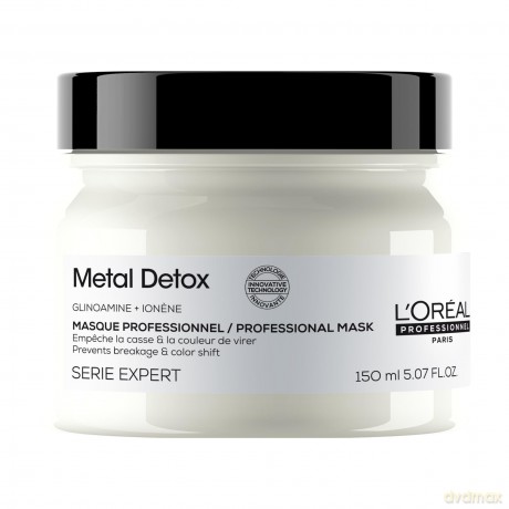 L'Oréal Professionnel Mask for colored and damaged hair, for hair shine, long-lasting color, rich texture Serie Expert Metal Detox (Professional Mask) - Volume: 150 ml