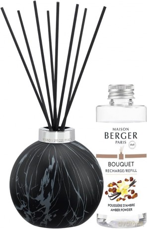 Maison Berger Paris Gift set aroma diffuser Marbrure Black + Amber Powder refill 180 ml