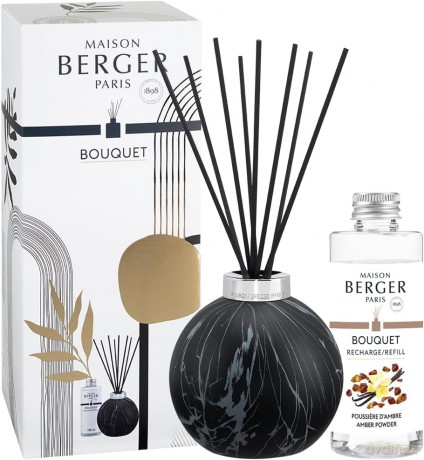 Maison Berger Paris Gift set aroma diffuser Marbrure Black + Amber Powder refill 180 ml