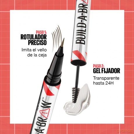 Maybelline Fix and gel for eyebrows Build A Brow (Brow Pen + Sealing Gel) - Shade: 255 Soft Brown