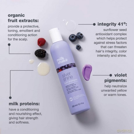 Milk Shake Silver Shine Shampoo for Gray Hair (Light Shampoo) - Volume: 300 ml