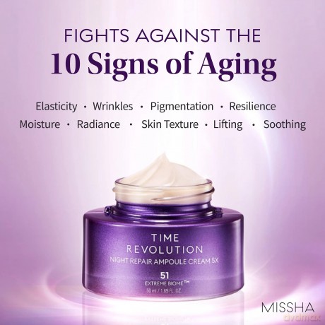 Missha Night cream against skin aging Time Revolution Night Repair (Ampoule Cream 5x) 50 ml