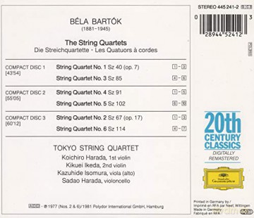 Tokyo String Quartet: Bartok:The String Quartets [3CD]