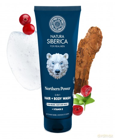 Natura Siberica Northern Power 3in1 Hair, Body and Beard Wash (Hair + Body Wash) 200 ml