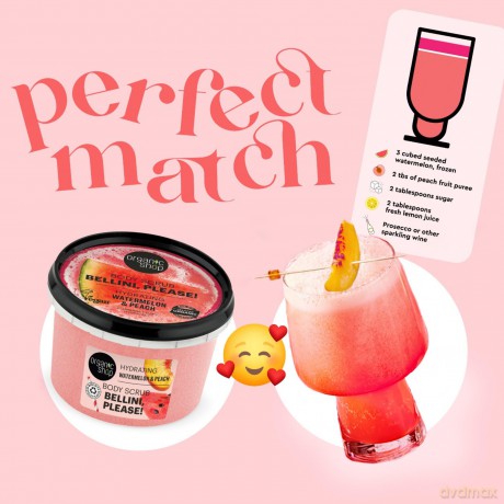 Organic Shop Bellini, please! Hydrating Body Scrub Watermelon and Peach 250 ml