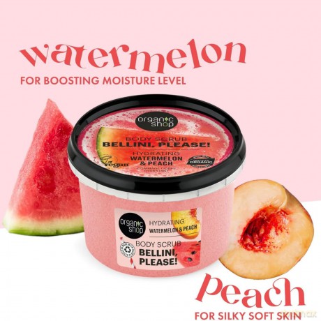 Organic Shop Bellini, please! Hydrating Body Scrub Watermelon and Peach 250 ml