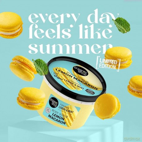 Organic Shop Firming Body Scrub Lemon Macaron Lemon and Mint (Firming Body Scrub) 250 ml