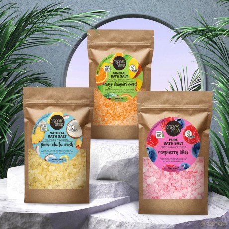 Organic Shop Raspberry Bliss Bath Salt (Pure Bath Salt) 500 g