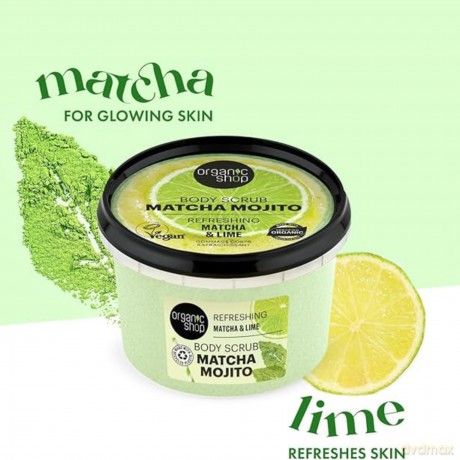Organic Shop Refreshing Body Scrub Matcha Mojito Matcha and Lime (Refreshing Body Scrub) 250 ml