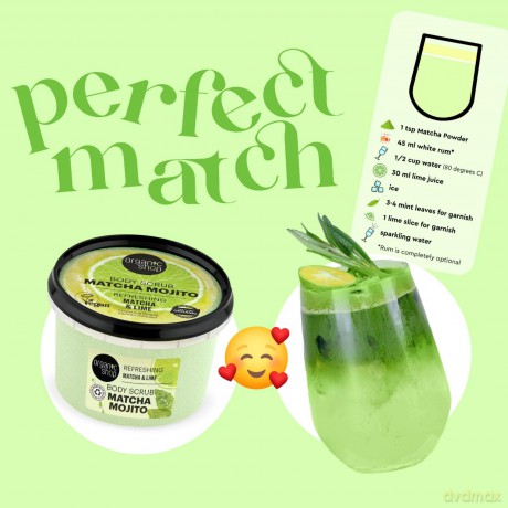 Organic Shop Refreshing Body Scrub Matcha Mojito Matcha and Lime (Refreshing Body Scrub) 250 ml