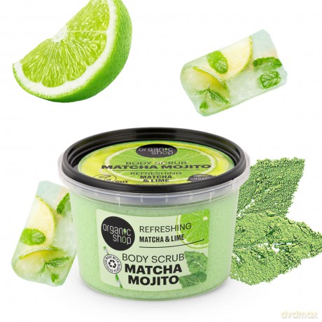 Organic Shop Refreshing Body Scrub Matcha Mojito Matcha and Lime (Refreshing Body Scrub) 250 ml