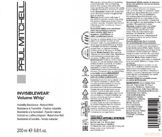 Paul Mitchell Foam for hair volume Invisiblewear (Volume Whip) 200 ml