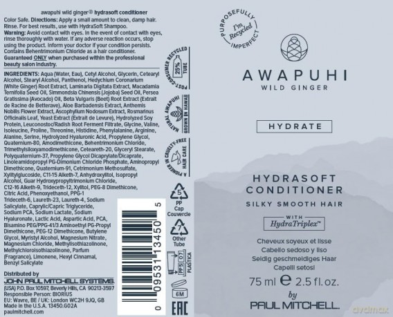 Paul Mitchell Hydrating conditioner Awapuhi Wild Ginger (HydraSoft Conditioner) - Volume: 75 ml