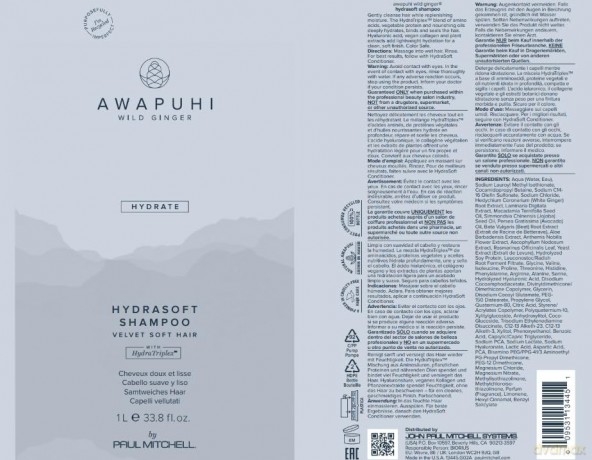 Paul Mitchell Hydrating shampoo Awapuhi (HydraSoft Shampoo) - Volume: 1000 ml