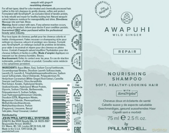 Paul Mitchell Hydrating shampoo for colored hair Awapuhi (Nourishing Shampoo) - Volume: 75 ml