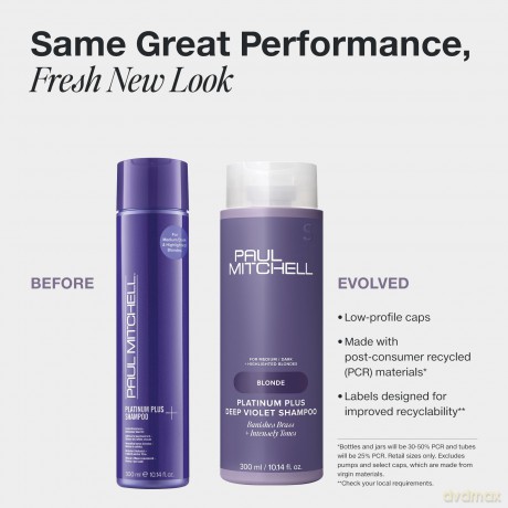 Paul Mitchell Platinum Plus Toning Shampoo for Blonde Hair (Shampoo) - Volume: 300 ml