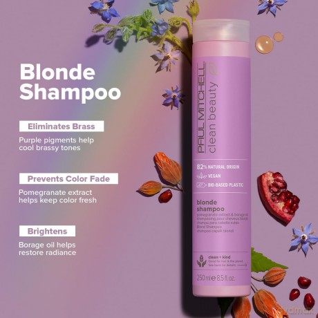 Paul Mitchell Shampoo neutralizing yellow tones Clean Beauty (Blonde Shampoo) - Volume: 250 ml