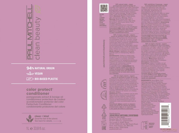 Paul Mitchell Sulfate-free conditioner for colored hair Clean Beauty (Color Protect Conditioner) - Volume: 1000 ml