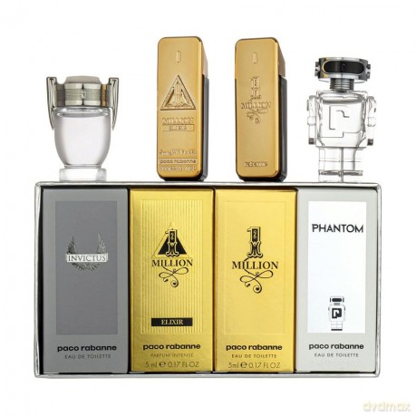 Rabanne Kolekce miniatur pro muže - One Million - woda toaletowa 5 ml + One Million Elixir Intense - parfém 5 ml + Invictus - woda toaletowa 5 ml + Phantom - woda toaletowa 5 ml