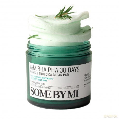 Some By Mi Soft cotton pads for skin cleansing AHA BHA PHA 30 Days (Miracle Truecica Clear Pad) 70 pcs
