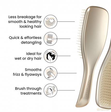 Tangle Teezer Hair brush Ultimate Detangler Straight & Curly Chrome Neo Gold