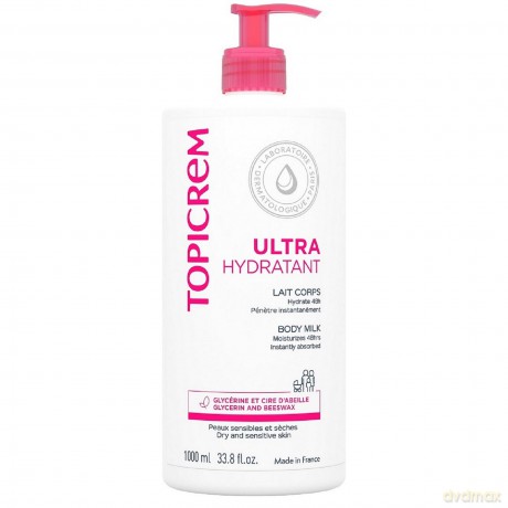 Topicrem Moisturizing Body Milk for Dry and Sensitive Skin (Ultra -Moisturizing Body Milk) - Volume: 1000 ml