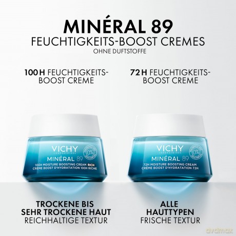 Vichy Cream for increasing skin hydration Mineral 89 (100 H Moisture Boosting Cream) 50 ml