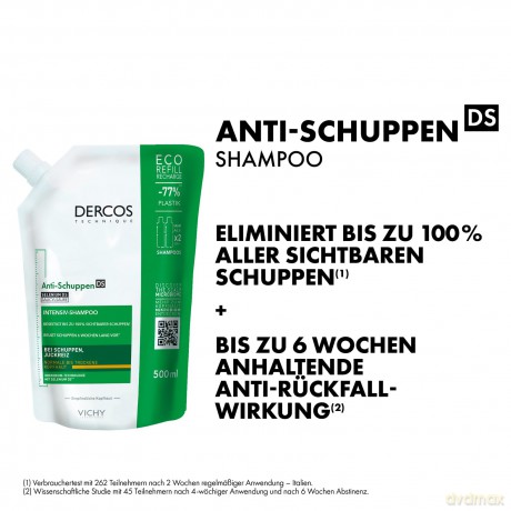 Vichy Replacement refill for anti-dandruff shampoo for dry hair Dercos (Shampoo Refill) 500 ml