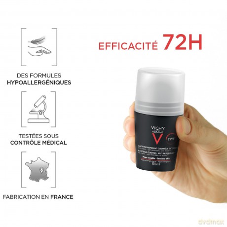 Vichy Set of deodorant balls for sensitive skin Homme 72H (Deodorant Anti-Transpirant) 2 x 50 ml