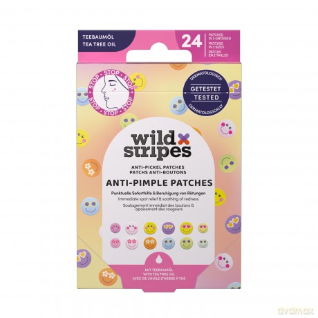 Wild Stripes Hydrocolloid acne patches with tea tree oil Smile Prevent (Anti-Pimple Patches) 24 pcs