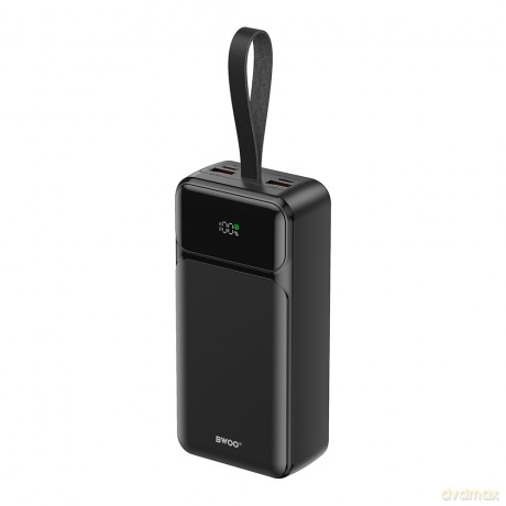 BWOO 65W powerbank 30000 mAh 2 x USB-A, 1 x Type C z wyświetlaczem lcd, czarny